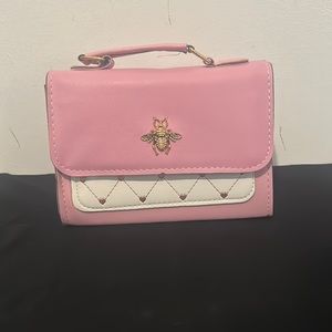 Pink and White Handbag
